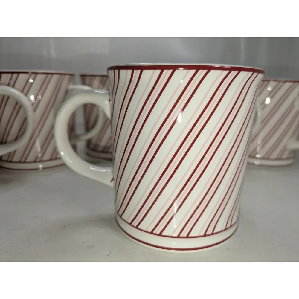 Sur La Table Candy Cane Striped Holiday Mug - Set of 6